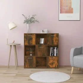 Estantería madera contrachapada color roble ahumado 90x30x90 cm de vidaXL, Librerías y estanterías - Ref: Foro24-815549, Prec...