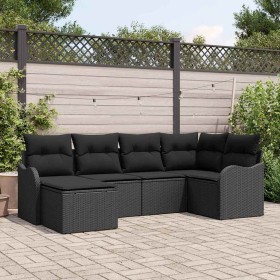 Conjunto de sofá de jardín con cojín 6 pcs Negro Poliratán en Sofás de exterior | Comprar online en Foru.es
