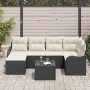 Conjunto de sofá de jardín 7 pcs Negro y blanco Poliratán en Sofás de exterior | Comprar online en Foru.es