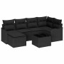 Conjunto de sofá de jardín con cojín 7 pcs Negro Poliratán en Sofás de exterior | Comprar online en Foru.es