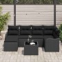Conjunto de sofá de jardín con cojín 7 pcs Negro Poliratán en Sofás de exterior | Comprar online en Foru.es