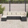 Conjunto de sofá de jardín 7 pcs Negro y blanco Poliratán en Sofás de exterior | Comprar online en Foru.es