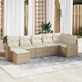 Conjunto de sofá de jardín 7 pcs Beige y blanco Poliratán en Sofás de exterior | Comprar online en Foru.es