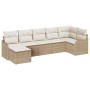 Conjunto de sofá de jardín 7 pcs Beige y blanco Poliratán en Sofás de exterior | Comprar online en Foru.es
