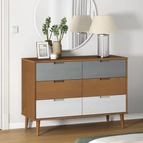 Mesita de noche MOLDE madera maciza de pino marrón 113x40x80 cm de vidaXL, Cajoneras - Ref: Foro24-350507, Precio: 200,19 €, ...