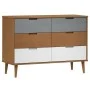 MOLDE bedside table solid brown pine wood 113x40x80 cm by vidaXL, Drawers - Ref: Foro24-350507, Price: 200,19 €, Discount: %