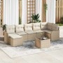 Conjunto de sofá de jardín 8 pcs Beige y blanco Poliratán en Sofás de exterior | Comprar online en Foru.es