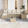 Conjunto de sofá de jardín 8 pcs Beige y blanco Poliratán en Sofás de exterior | Comprar online en Foru.es