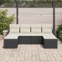 Conjunto de sofá de jardín 6 pcs Negro y blanco Poliratán en Sofás de exterior | Comprar online en Foru.es