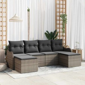 Conjunto de sofá de jardín 6 pcs Gris ratán sintético en Sofás de exterior | Comprar online en Foru.es