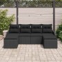 Conjunto de sofá de jardín con cojín 6 pcs Negro Poliratán en Sofás de exterior | Comprar online en Foru.es