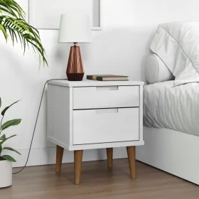 Mesita de noche MOLDE madera maciza de pino blanca 40x35x48 cm by vidaXL, Nightstands - Ref: Foro24-350496, Price: 78,99 €, D...
