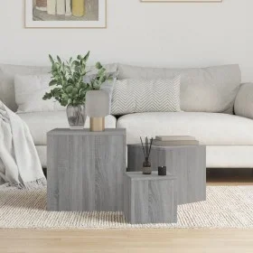 Mesitas auxiliares 3 piezas madera contrachapada gris Sonoma de vidaXL, Mesas auxiliares - Ref: Foro24-815988, Precio: 70,25 ...