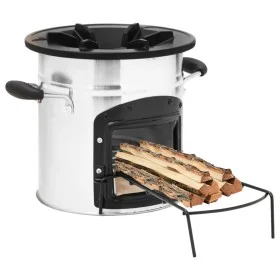 Cocina leña camping acero inoxidable plateado 45,5x33x25,5 cm de vidaXL, Chimeneas - Ref: Foro24-319440, Precio: 90,15 €, Des...