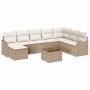 Conjunto de sofá de jardín 9 pcs Beige y blanco Poliratán en Sofás de exterior | Comprar online en Foru.es