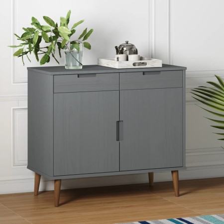 Aparador MOLDE madera maciza de pino gris 90x40x80 cm de vidaXL, Aparadores - Ref: Foro24-350548, Precio: 169,11 €, Descuento: %