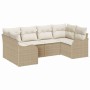 Conjunto de sofá de jardín 6 pcs Beige y blanco Poliratán en Sofás de exterior | Comprar online en Foru.es