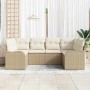 Conjunto de sofá de jardín 6 pcs Beige y blanco Poliratán en Sofás de exterior | Comprar online en Foru.es