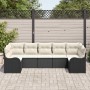 Conjunto de sofá de jardín 7 pcs Negro y blanco Poliratán en Sofás de exterior | Comprar online en Foru.es