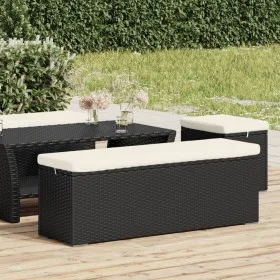 Banco otomana con cojín ratán sintético negro 110x30x40 cm de vidaXL, Bancos de jardín - Ref: Foro24-319396, Precio: 99,11 €,...