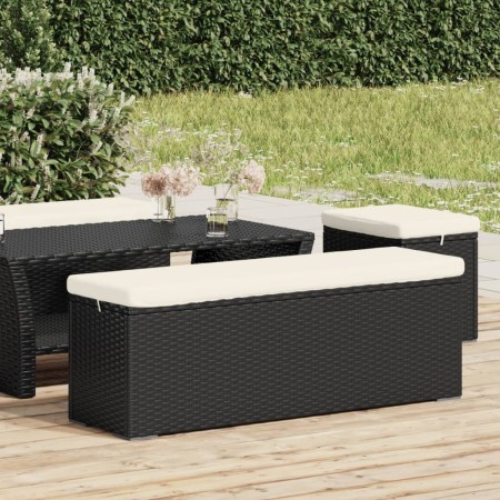 Banco otomana con cojín ratán sintético negro 110x30x40 cm de vidaXL, Bancos de jardín - Ref: Foro24-319396, Precio: 110,15 €...