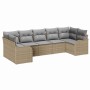 Conjunto de sofá de jardín 7 pcs beige y gris claro Poliratán en Sofás de exterior | Comprar online en Foru.es