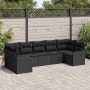 Conjunto de sofá de jardín con cojín 7 pcs Negro Poliratán en Sofás de exterior | Comprar online en Foru.es