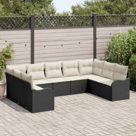 Conjunto de sofá de jardín 9 pcs Negro y ratán sintético en Sofás de exterior | Comprar online en Foru.es