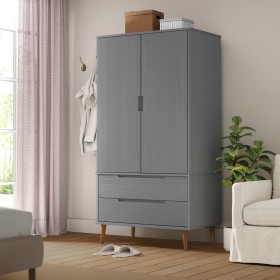 Armario MOLDE madera maciza de pino gris 90x55x175 cm de vidaXL, Armarios roperos - Ref: Foro24-350524, Precio: 329,93 €, Des...