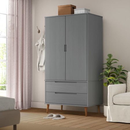 Armario MOLDE madera maciza de pino gris 90x55x175 cm de vidaXL, Armarios roperos - Ref: Foro24-350524, Precio: 329,93 €, Des...