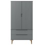 Armario MOLDE madera maciza de pino gris 90x55x175 cm de vidaXL, Armarios roperos - Ref: Foro24-350524, Precio: 329,93 €, Des...
