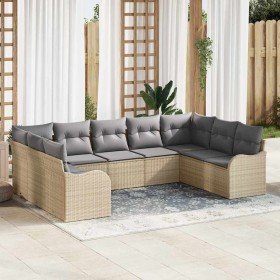 Conjunto de sofá de jardín 9 pcs beige y gris claro en Sofás de exterior | Comprar online en Foru.es