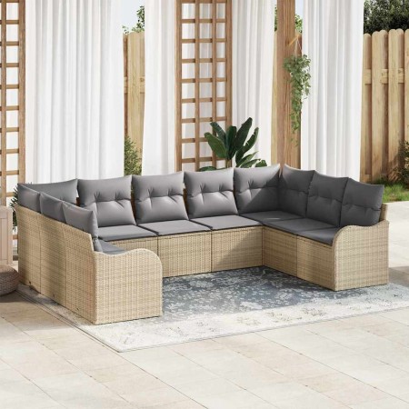 Conjunto de sofá de jardín 9 pcs beige y gris claro en Sofás de exterior | Comprar online en Foru.es