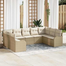 Conjunto de sofá de jardín 9 pcs Beige y ratán sintético en Sofás de exterior | Comprar online en Foru.es