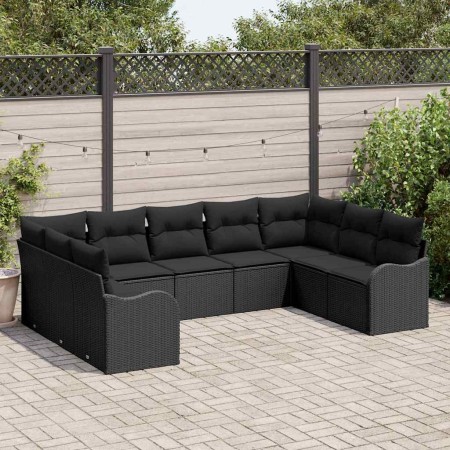 Conjunto de sofá de jardín 9 pcs Negro ratán sintético en Sofás de exterior | Comprar online en Foru.es