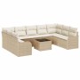Conjunto de sofá de jardín 10 pcs Beige y blanco Poliratán en Sofás de exterior | Comprar online en Foru.es