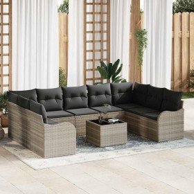 Conjunto de sofá de jardín 10 pcs Gris Claro ratán sintético en Sofás de exterior | Comprar online en Foru.es