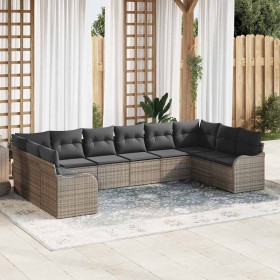 Conjunto de sofá de jardín 10 pcs Gris ratán sintético en Sofás de exterior | Comprar online en Foru.es