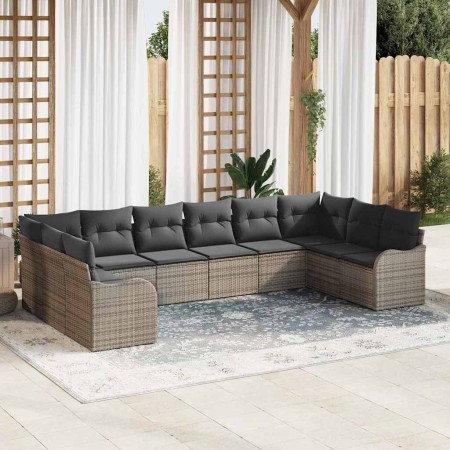 Conjunto de sofá de jardín 10 pcs Gris ratán sintético en Sofás de exterior | Comprar online en Foru.es