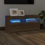 Mueble de TV con luces LED roble marrón 90x35x40 cm de vidaXL, Muebles TV - Ref: Foro24-815677, Precio: 56,88 €, Descuento: %