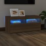 Mueble de TV con luces LED roble marrón 90x35x40 cm de vidaXL, Muebles TV - Ref: Foro24-815677, Precio: 57,70 €, Descuento: %