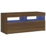 Mueble de TV con luces LED roble marrón 90x35x40 cm de vidaXL, Muebles TV - Ref: Foro24-815677, Precio: 56,88 €, Descuento: %