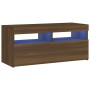 Mueble de TV con luces LED roble marrón 90x35x40 cm de vidaXL, Muebles TV - Ref: Foro24-815677, Precio: 57,70 €, Descuento: %