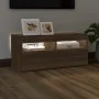 Mueble de TV con luces LED roble marrón 90x35x40 cm de vidaXL, Muebles TV - Ref: Foro24-815677, Precio: 56,88 €, Descuento: %