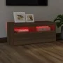 Mueble de TV con luces LED roble marrón 90x35x40 cm de vidaXL, Muebles TV - Ref: Foro24-815677, Precio: 56,88 €, Descuento: %