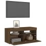Mueble de TV con luces LED roble marrón 90x35x40 cm de vidaXL, Muebles TV - Ref: Foro24-815677, Precio: 56,88 €, Descuento: %