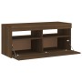 Mueble de TV con luces LED roble marrón 90x35x40 cm de vidaXL, Muebles TV - Ref: Foro24-815677, Precio: 57,70 €, Descuento: %