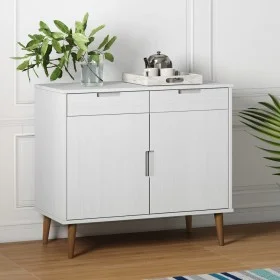 Aparador MOLDE madera maciza de pino blanca 90x40x80 cm de vidaXL, Aparadores - Ref: Foro24-350547, Precio: 157,74 €, Descuen...