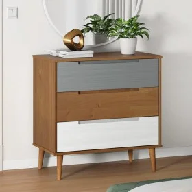 Mesita de noche MOLDE madera maciza de pino marrón 80x40x80 cm de vidaXL, Cajoneras - Ref: Foro24-350504, Precio: 144,81 €, D...