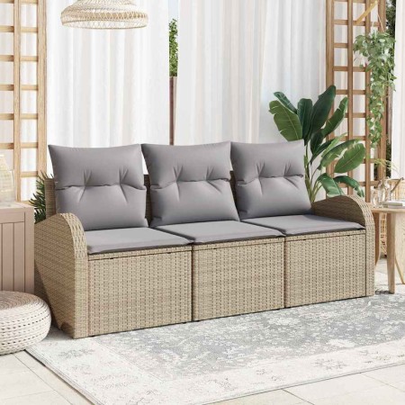Conjunto de sofá de jardín 3 pcs beige y gris claro Poliratán en Sofás de exterior | Comprar online en Foru.es